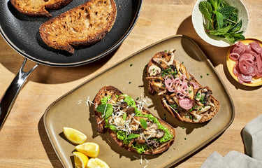 Classic Creamy Mushrooms on Toast with Pickled Shallot