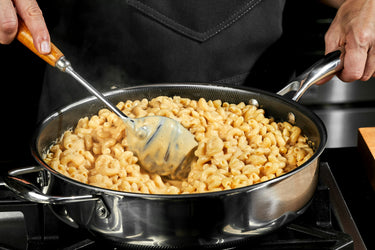 Big Batch One Pot Mac and Cheese in a deep saute pan