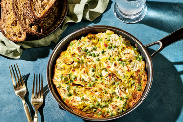 Leek, Pea & Goats Cheese Frittata