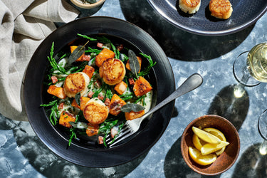 Pan-Roasted Scallops with Butternut Squash and Chorizo Beurre Blanc