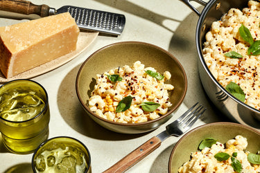 One Pot Ricotta Pasta with Corn, Lemon, & Basil
