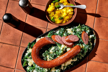 Dutch Kale Mash ‘Stamppot’ with Smoked Sausage