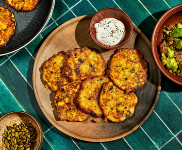 Sweetcorn and Jalapeno Fritters with a Fried Egg