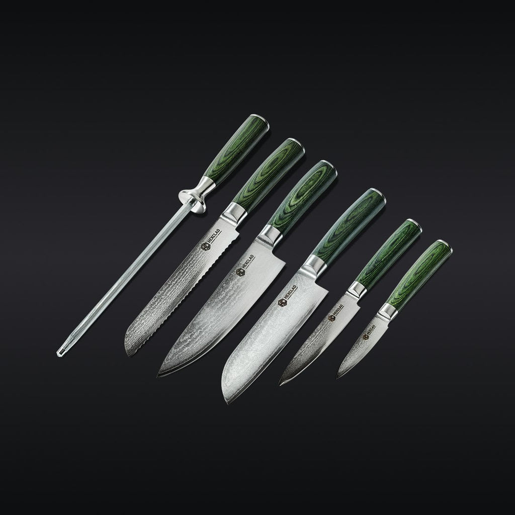 Essential 6 pc Japanese Damascus Steel Knife Set — Default Title