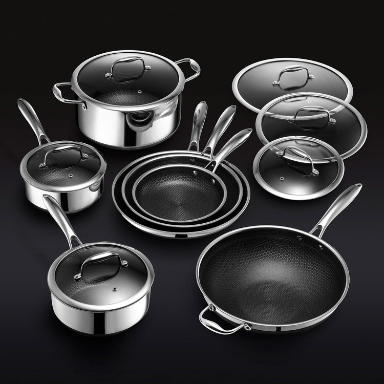 13 pc HexClad Hybrid Cookware Set w/ Lids HexClad Cookware