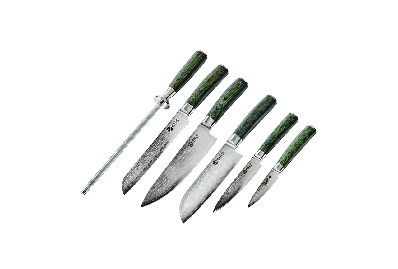 The Essential 6 pc Japanese Damascus Steel Knife Set
